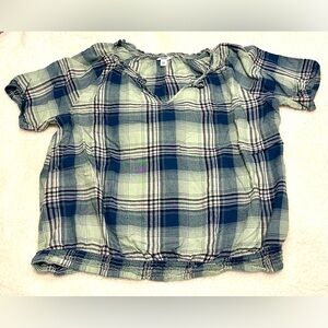 Sonoma Women's Plaid Blouse in Blue and Cream